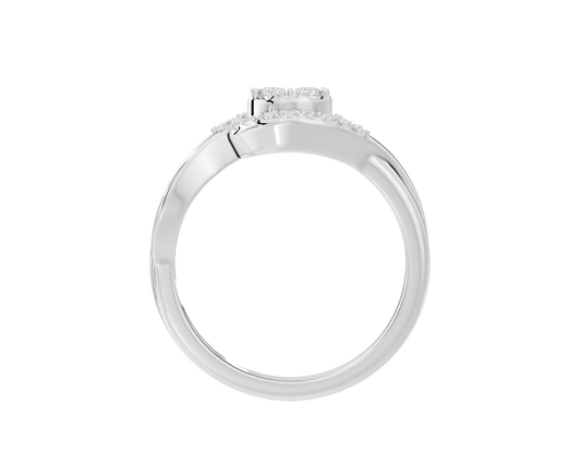 Sterling silver lab diamond engagement ring with round center stone