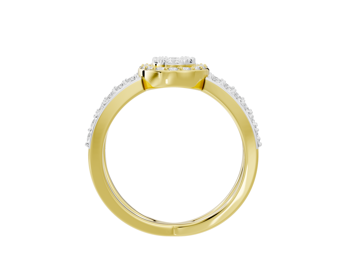 Yellow gold vermeil ring band with pavé diamond row across the top