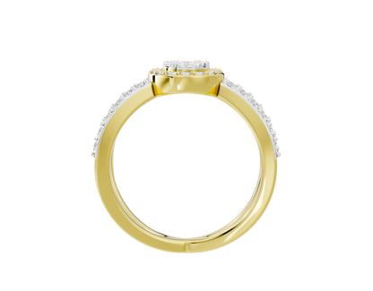 Yellow gold vermeil ring band with pavé diamond row across the top