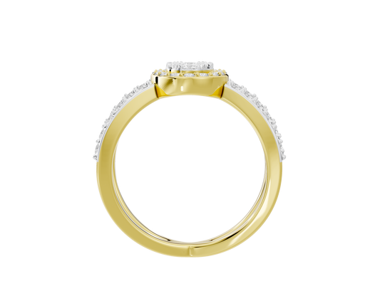 Yellow gold vermeil ring band with pavé diamond row across the top