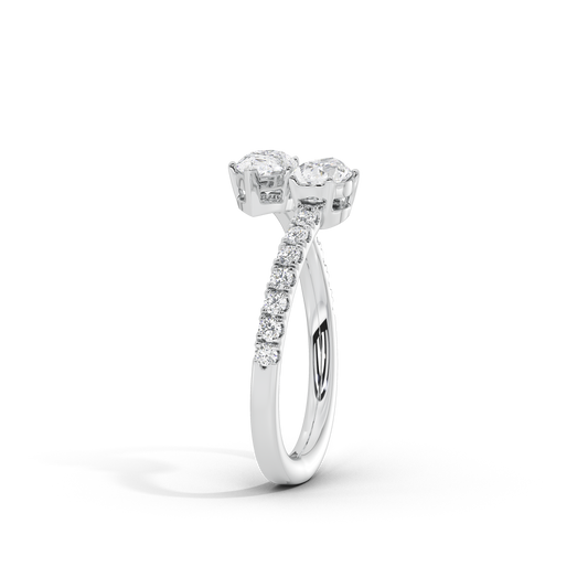 Sterling silver lab diamond ring with cluster stones on an open band