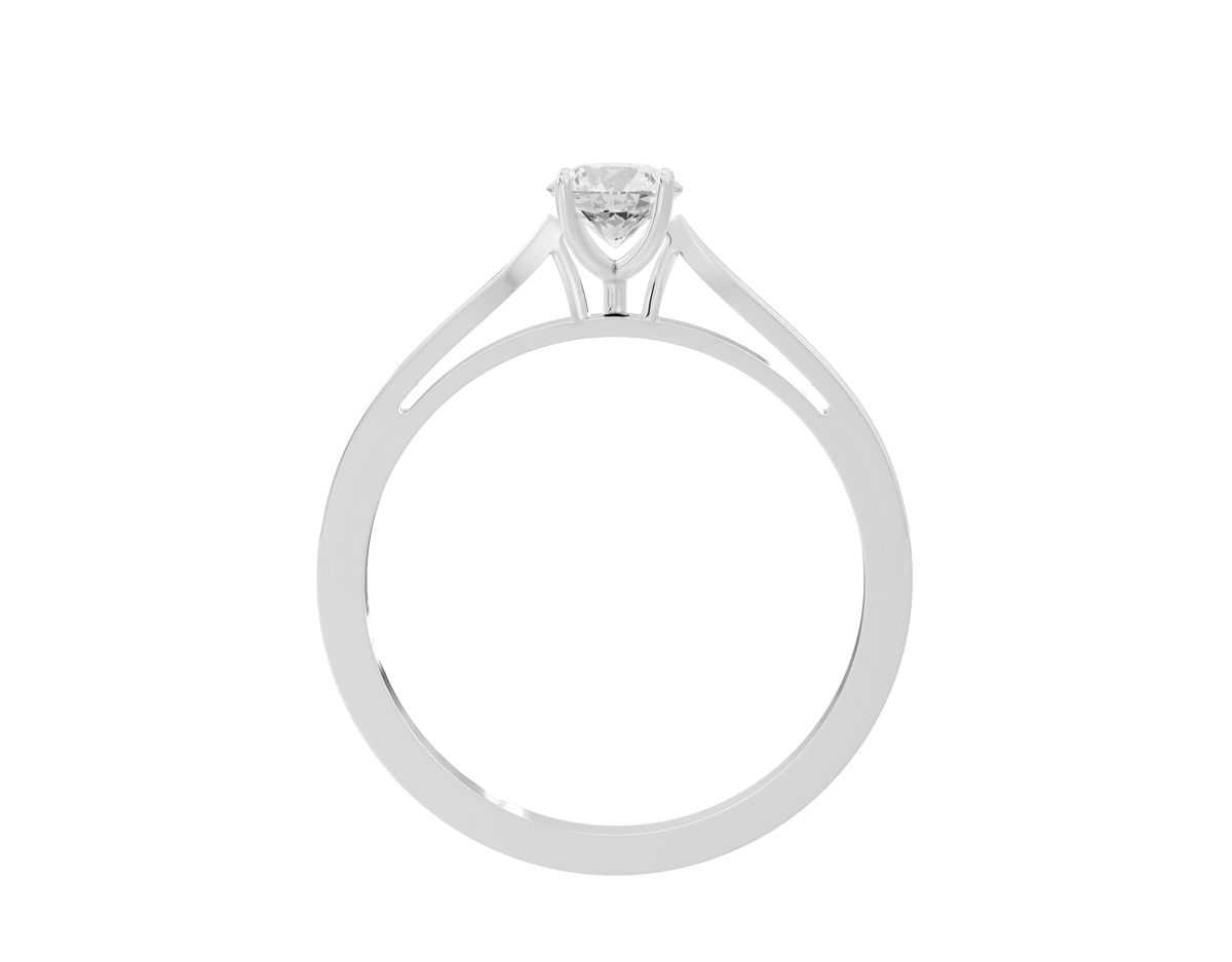 Sterling silver ring with round lab diamond and prong-set pavé accents