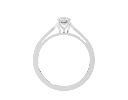 Sterling silver ring with round lab diamond and prong-set pavé accents