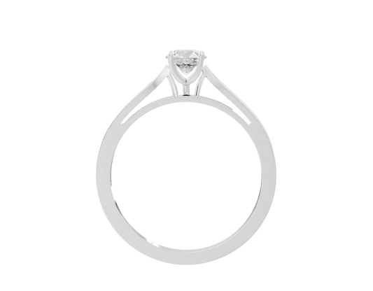 Sterling silver ring with round lab diamond and prong-set pavé accents