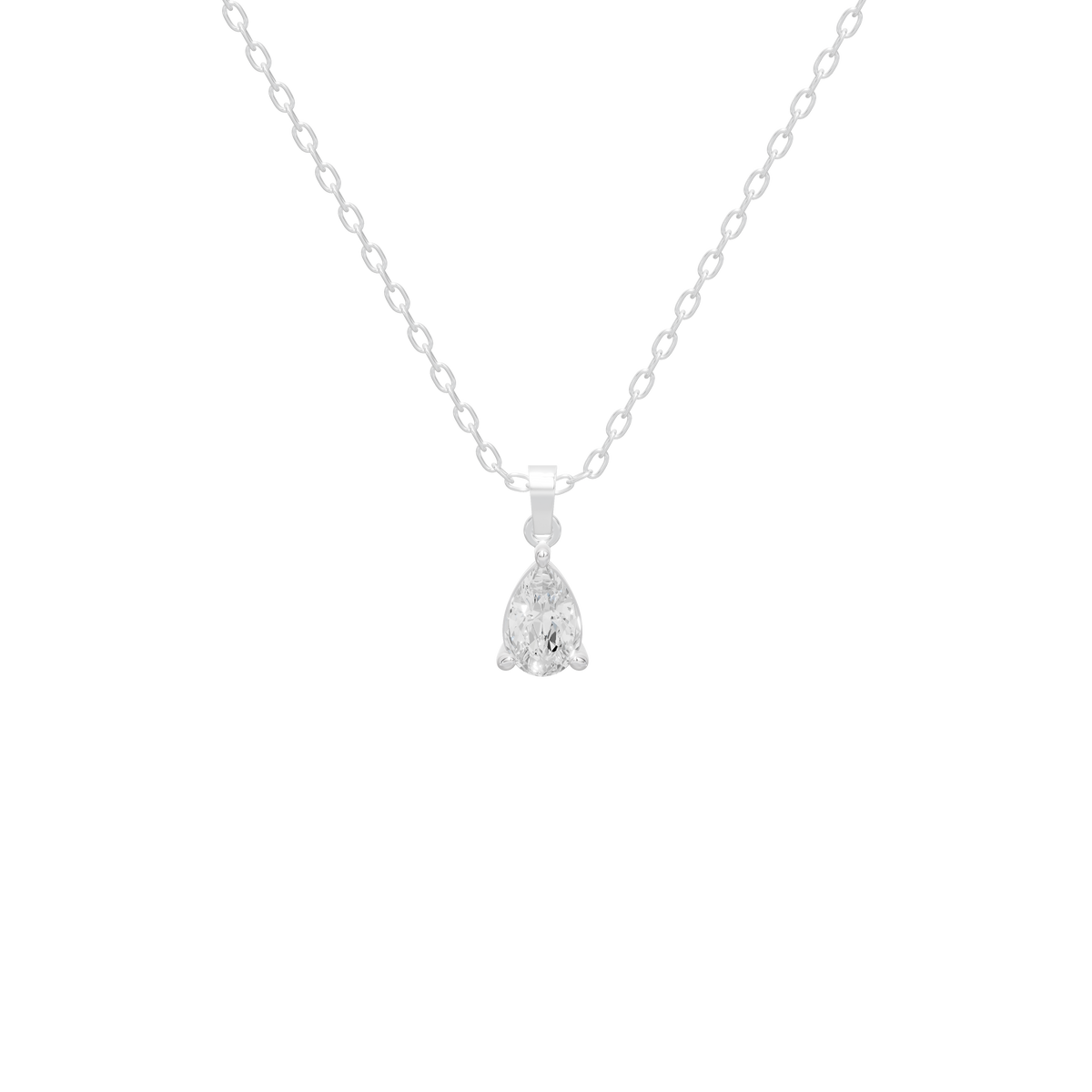 Layered lab diamond pendant necklace in sterling silver with teardrop charm