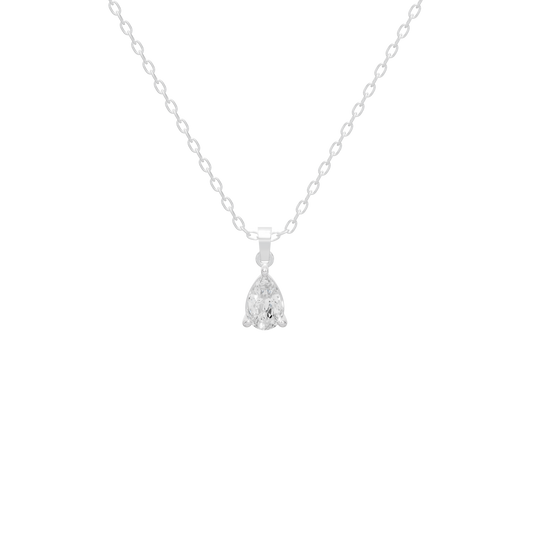 Layered lab diamond pendant necklace in sterling silver with teardrop charm