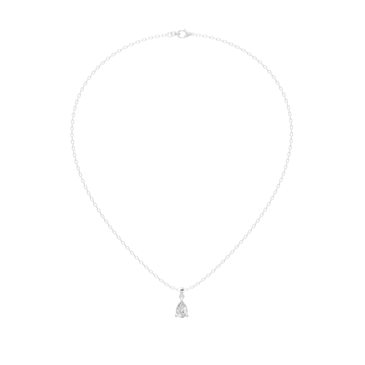 925 sterling silver diamond pendant necklace with teardrop lab diamond charm