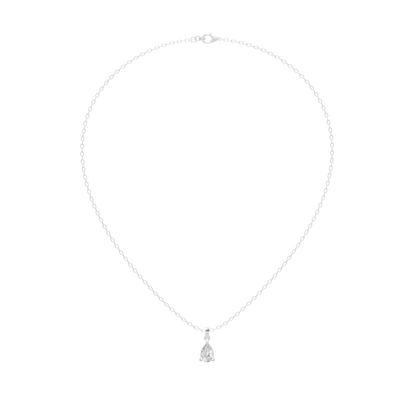 925 sterling silver diamond pendant necklace with teardrop lab diamond charm