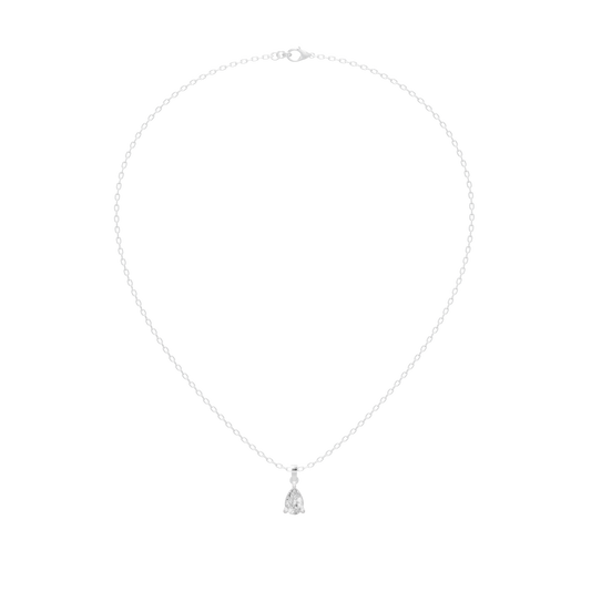 925 sterling silver diamond pendant necklace with teardrop lab diamond charm