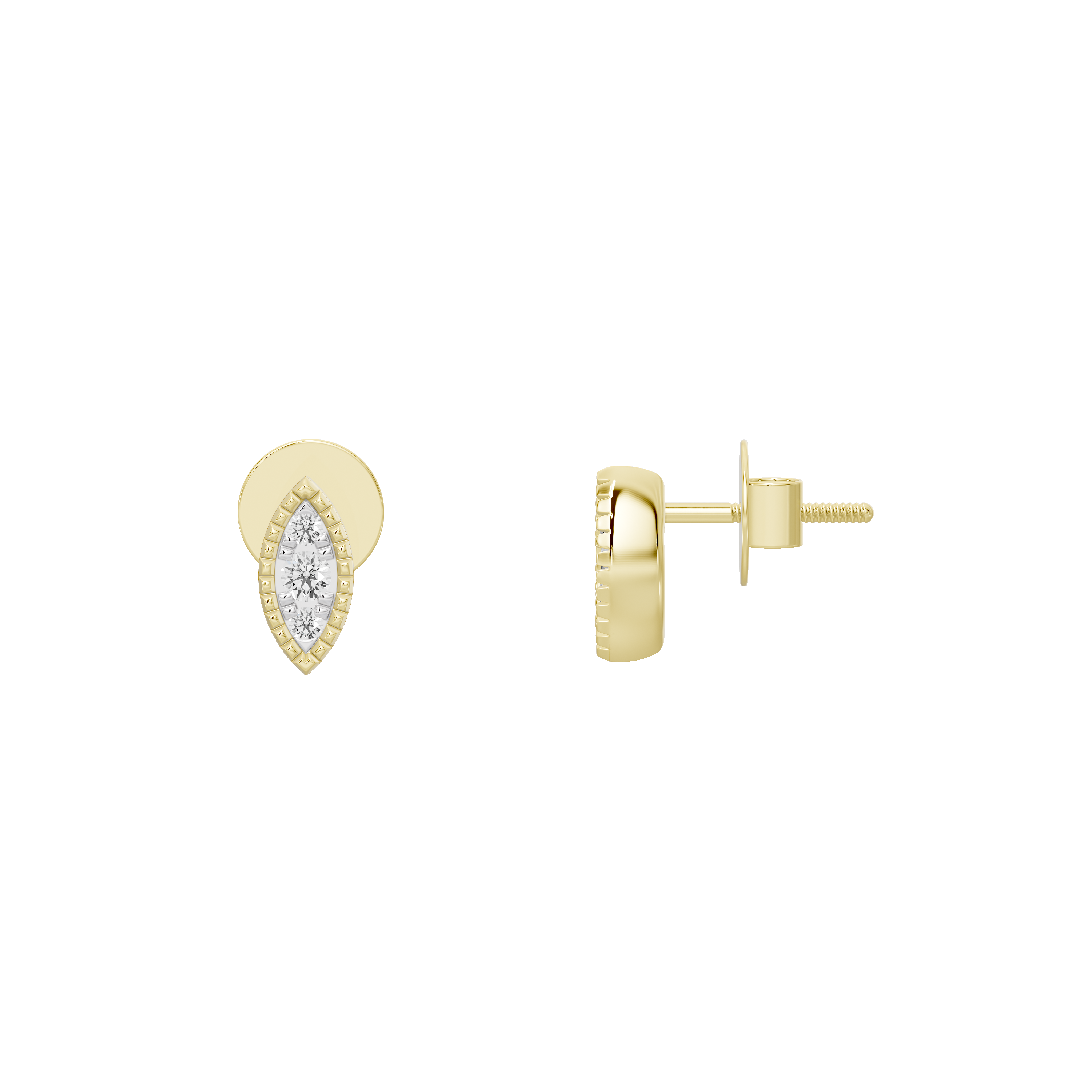 Lattice Marquise Studs  - Lab Diamond Earrings
