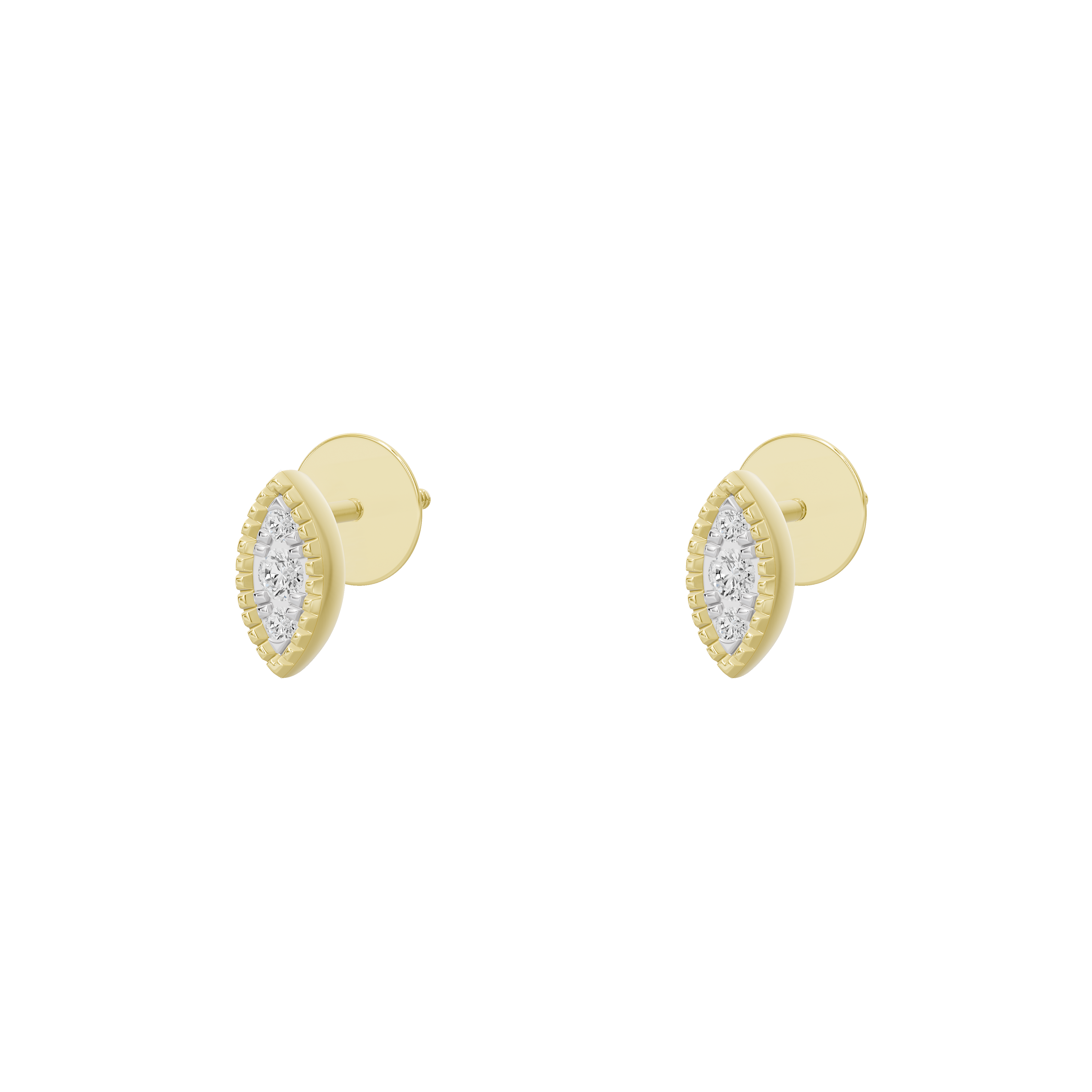 Lattice Marquise Studs  - Lab Diamond Earrings