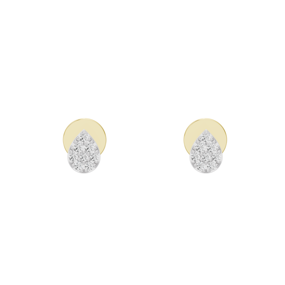 Teardrop lab diamond stud earrings in yellow gold vermeil bezel settings