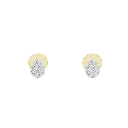 Teardrop lab diamond stud earrings in yellow gold vermeil bezel settings