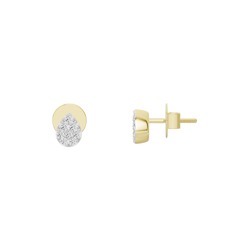 Yellow gold vermeil teardrop lab diamond stud earrings with faceted stones and posts