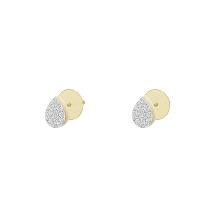 Teardrop lab diamond stud earrings in yellow gold vermeil, shown with post backs