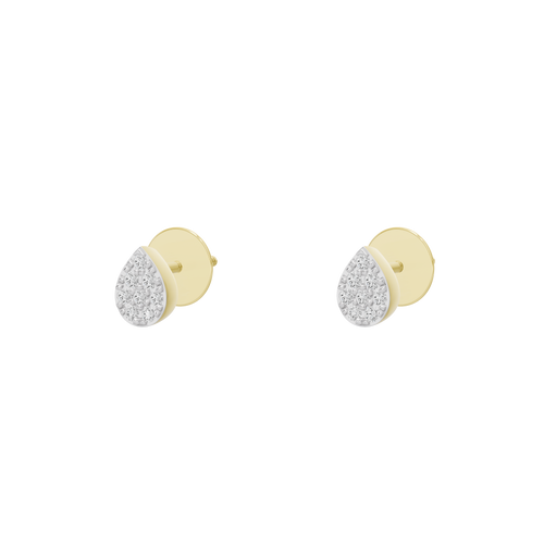 Teardrop lab diamond stud earrings in yellow gold vermeil, shown with post backs