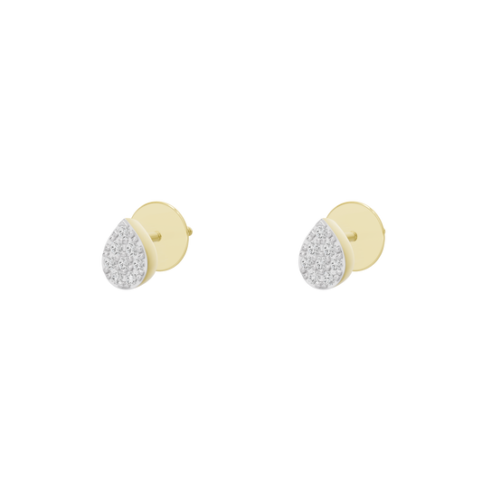 Teardrop lab diamond stud earrings in yellow gold vermeil, shown with post backs