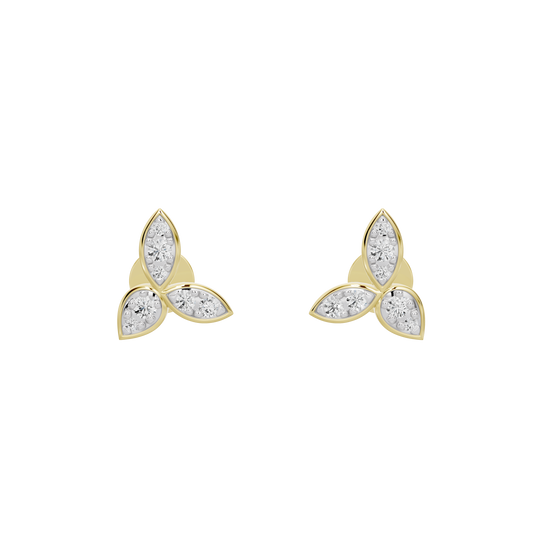 Triangular lab diamond earrings in yellow gold vermeil, matching front pair