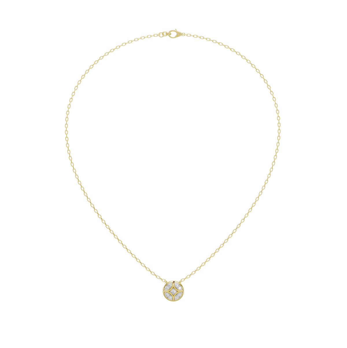 Shield lab diamond pendant on yellow gold vermeil chain