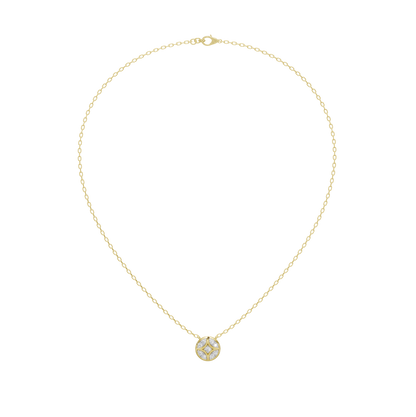 Shield lab diamond pendant on yellow gold vermeil chain