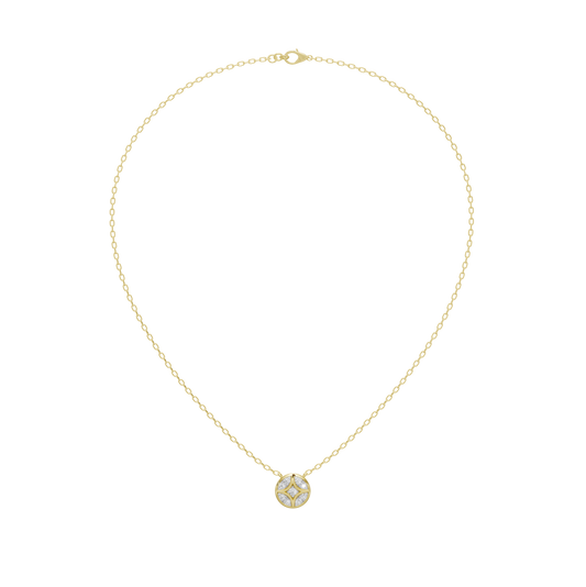 Shield lab diamond pendant on yellow gold vermeil chain