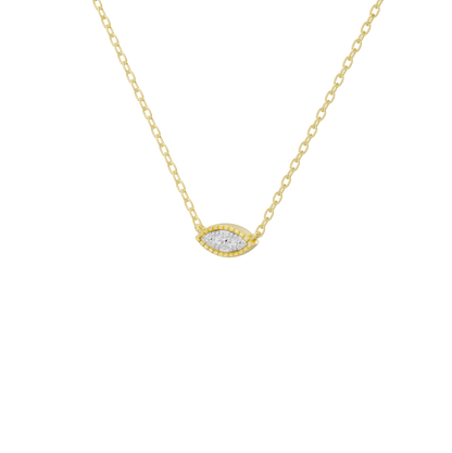 Gold vermeil marquise diamond pendant with pavé row on necklace chain
