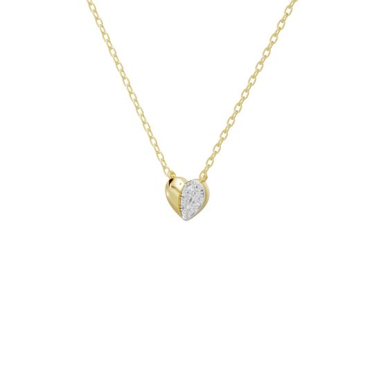 Heart pendant necklace with round lab diamond and yellow gold vermeil chain