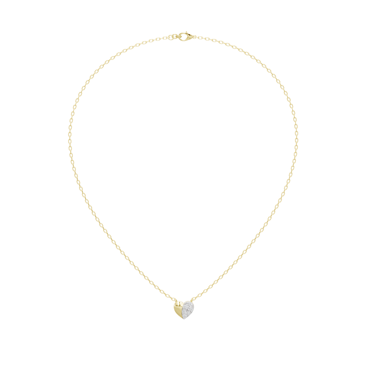 Yellow gold vermeil heart pendant necklace with lab diamond solitaire
