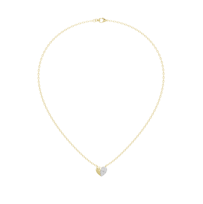 Yellow gold vermeil heart pendant necklace with lab diamond solitaire