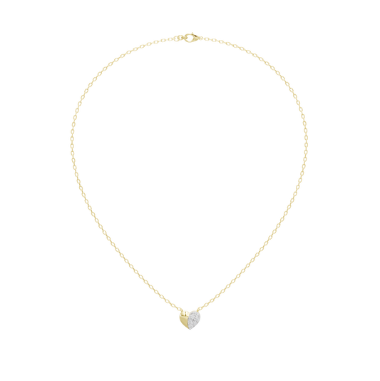 Yellow gold vermeil heart pendant necklace with lab diamond solitaire