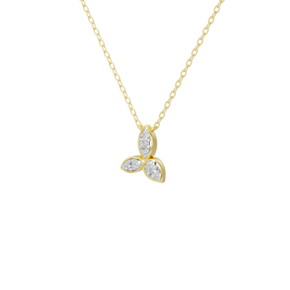 Yellow gold vermeil lab diamond trinity pendant with three marquise stones