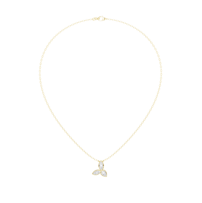 Yellow gold vermeil chain with small lab diamond trinity pendant at bottom
