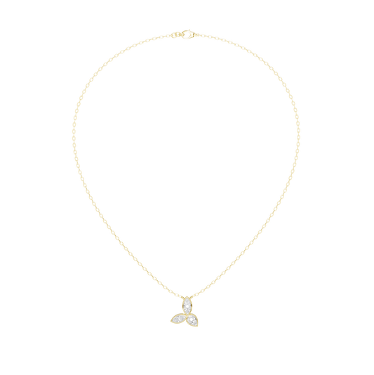 Yellow gold vermeil chain with small lab diamond trinity pendant at bottom