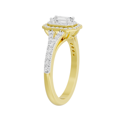 Bagutte Sun Helo lab diamond ring in yellow gold vermeil with baguette accents