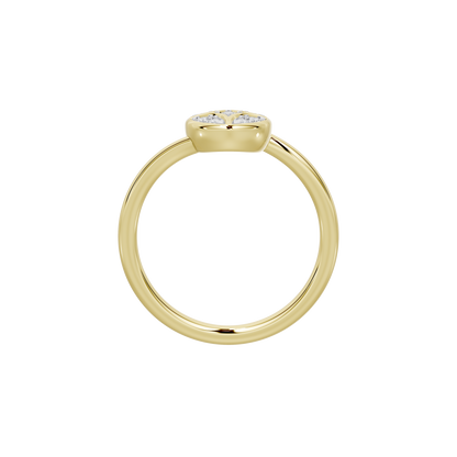 Yellow gold vermeil lab diamond ring, side view with center diamond cluster