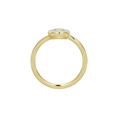 Yellow gold vermeil lab diamond ring, side view with center diamond cluster