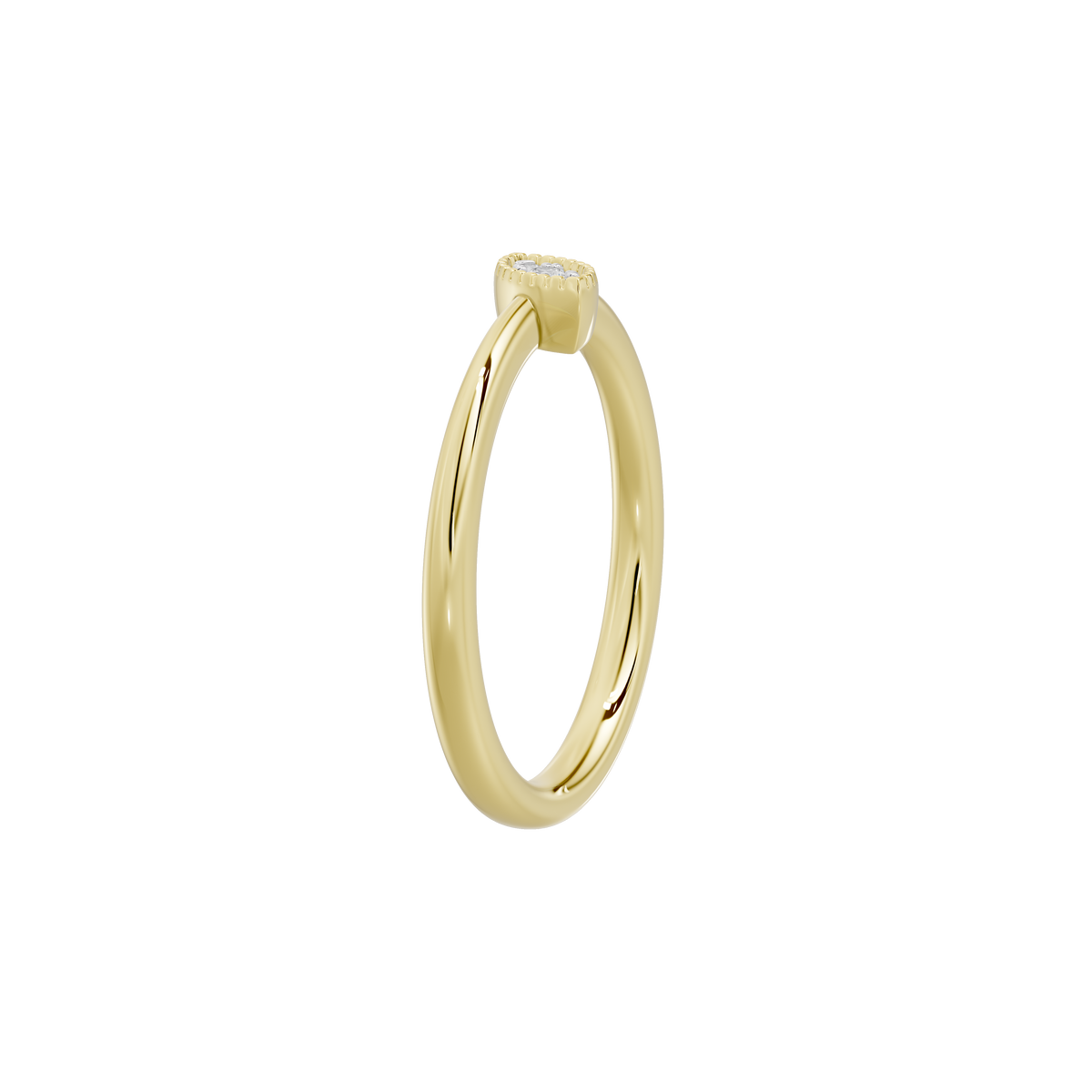 Yellow gold vermeil ring band with prongs at marquise setting