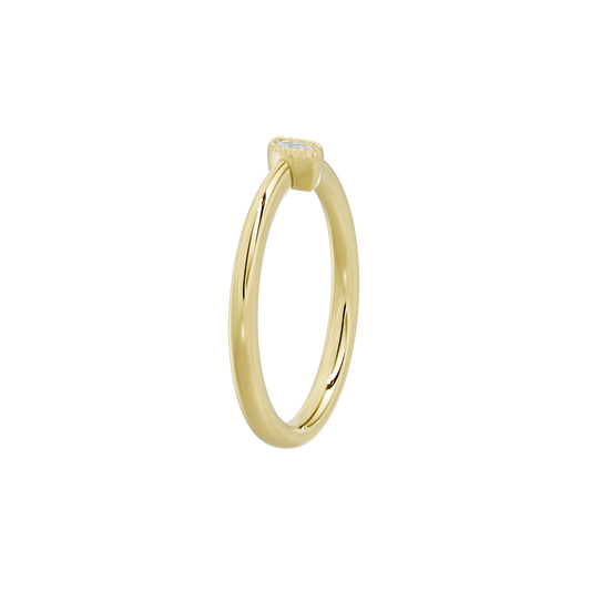 Yellow gold vermeil ring band with prongs at marquise setting