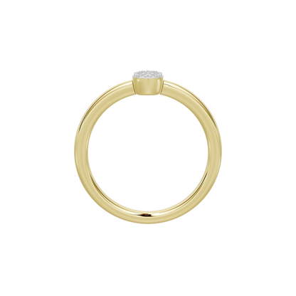 Yellow gold vermeil band with bezel-set lab diamond, top view.