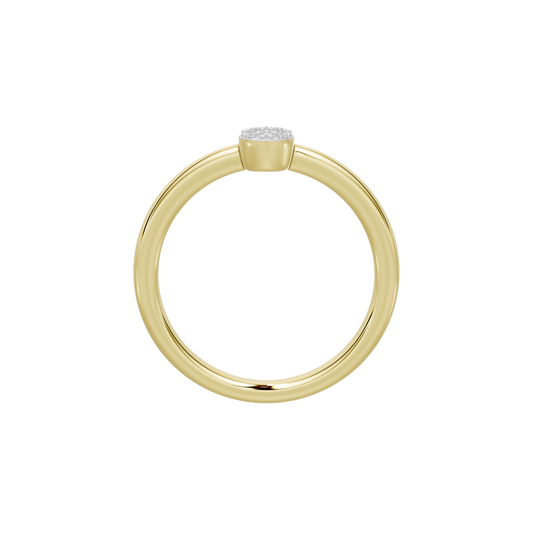 Yellow gold vermeil band with bezel-set lab diamond, top view.