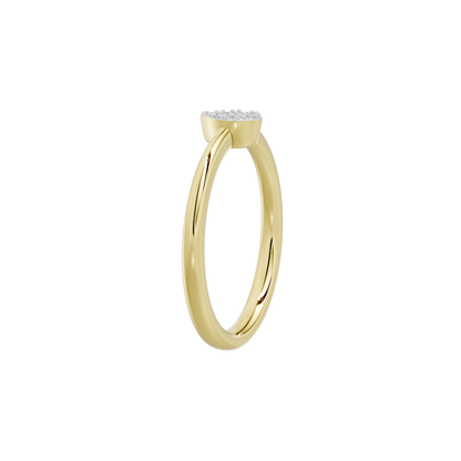 Yellow gold vermeil lab diamond ring, side view with diamond on top.