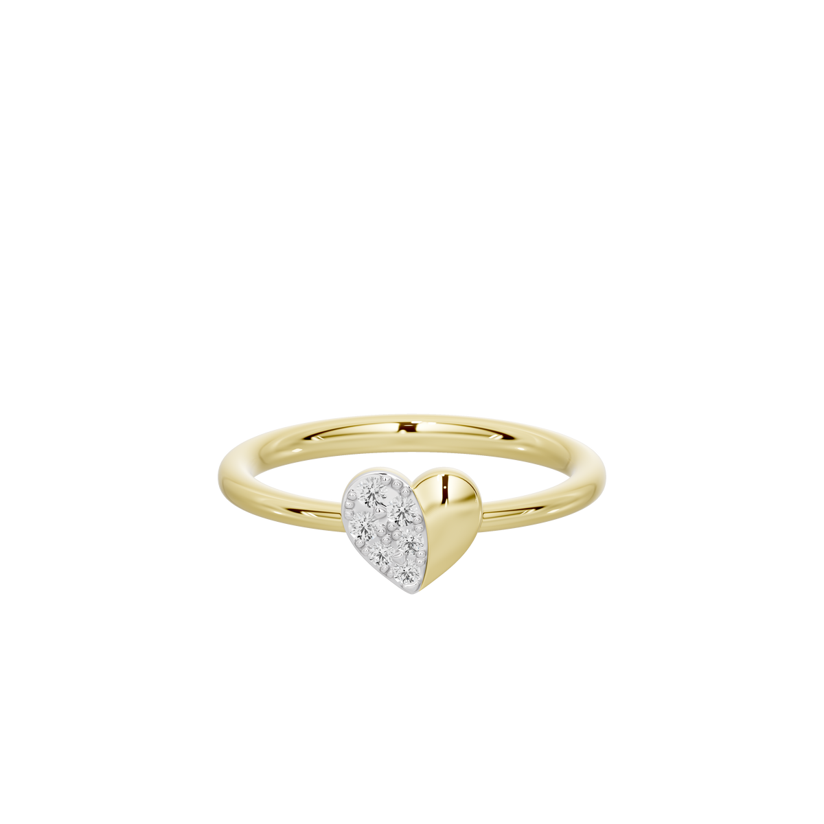 Yellow gold vermeil ring with heart-shaped lab diamond center stone