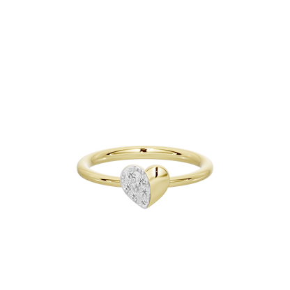 Yellow gold vermeil ring with heart-shaped lab diamond center stone