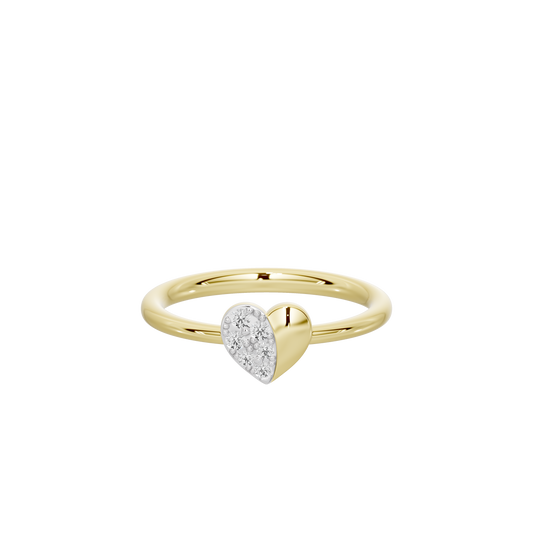 Yellow gold vermeil ring with heart-shaped lab diamond center stone