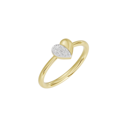 Yellow gold vermeil ring with side view of heart-shaped lab diamond