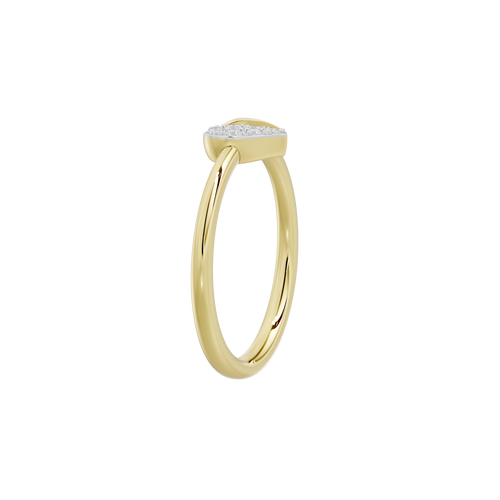 Yellow gold vermeil ring profile with small heart-shaped lab diamond