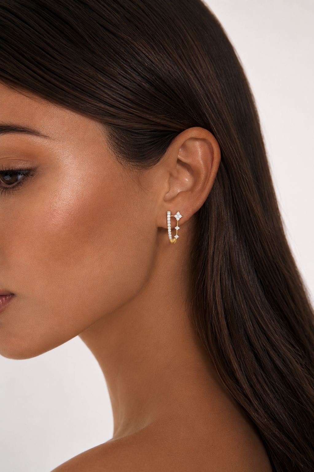 Linear Crest Hoops - Lab Diamond Earrings