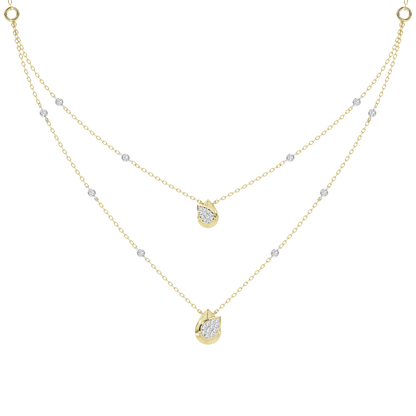 Yellow gold vermeil lab diamond necklace with three pear-shaped pendants