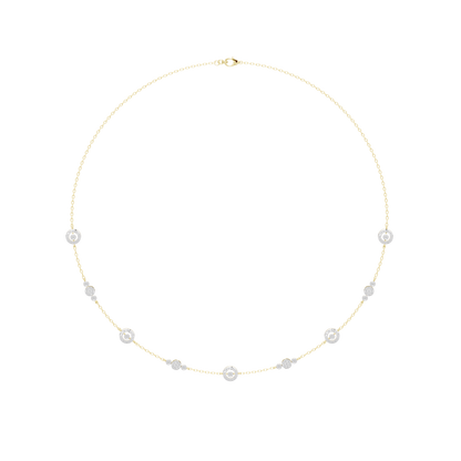 Yellow gold vermeil lab diamond necklace with round stations and clasp