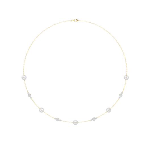 Yellow gold vermeil lab diamond necklace with round stations and clasp